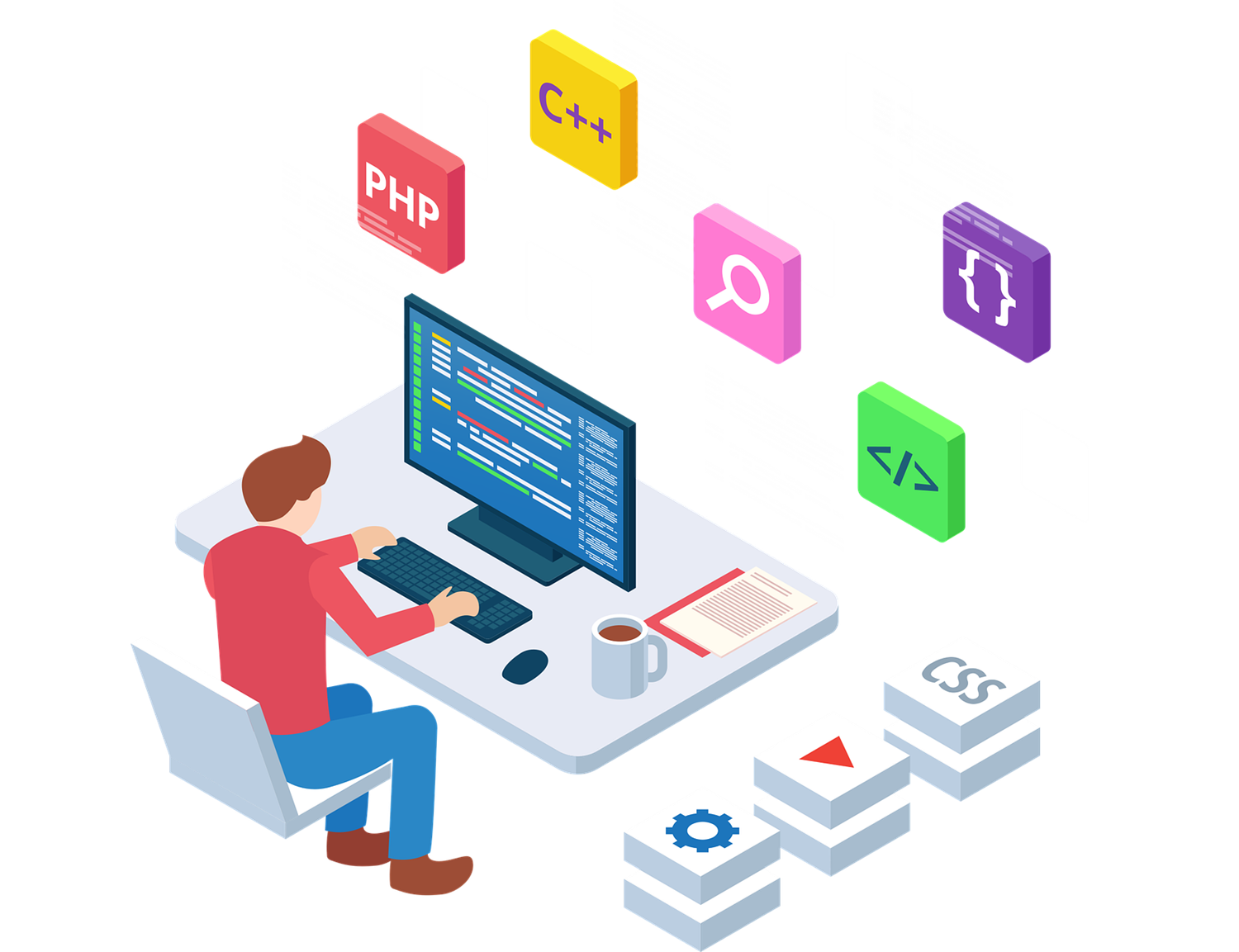 Custom Website and Hosting Solutions Illustration